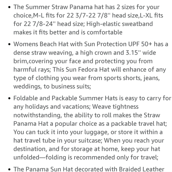 Furtalk Womens Sun Hat Wide Brim UPF 50+ bucket style size L. - Picture 9 of 9